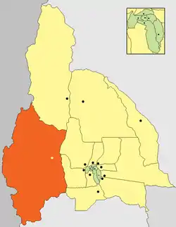 location of Calingasta Department in San Juan Province