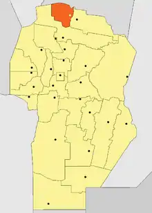 Location of Sobremonte Department in Córdoba Province