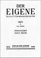 Der Eigene, vol. 13 (1930–32), no. 1 - nine issues in this format