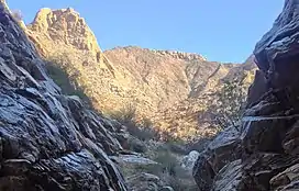 Photo of Dernberg peak from Zebrawater riverbed