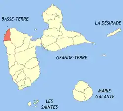 Location of the commune (in red) within Guadeloupe