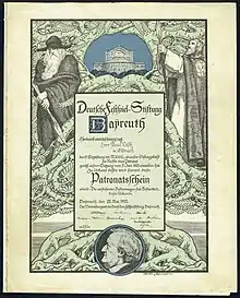 Patronage certificate of the Deutsche Festspiel-Stiftung, 1922