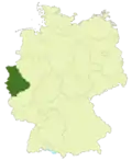 Map of Germany: Area of Oberliga Nordrhein highlighted