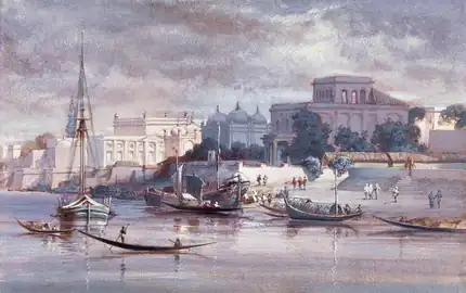 Dhaka City across Buriganga River in a 1861 painting