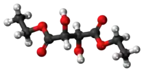 Ball-and-stick model of the diethyl tartrate molecule