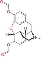 Chemical structure of diformylmorphine.