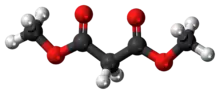 Ball-and-stick model of the dimethyl malonate molecule