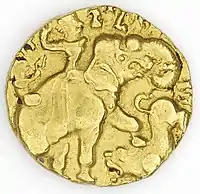 Kumaragupta I lion hunting on an elephant,