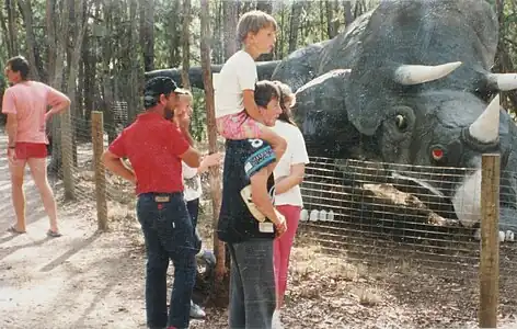 The Triceratops model at Dinosaur Park in the early 1990s.