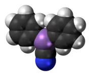 Space-filling model of diphenylcyanoarsine