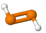 Ball and stick model of diphosphene molecule