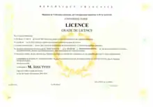 Copy of French licence's diploma