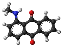 Ball-and-stick model of the disperse Red 9 molecule