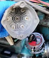 Rotor contacts inside distributor cap