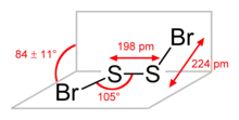 Ball-and-stick model of sulfur dibromide