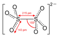 Skeletal formula of dithionate with assorted dimensions