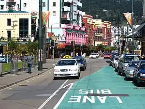 Dixon Street, looking towards Courtenay Place, in the heart of Te Aro