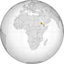 Map indicating locations of Djibouti and Eritrea