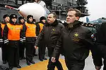 Russian naval crewmen lining up during a visit by President Dmitry Medvedev