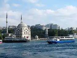 View of the Dolmabahçe Mosque from sea