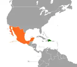 Map indicating locations of Dominican Republic and Mexico