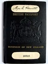 New Zealand passport issued in 1949