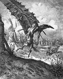 Image 52Don Quixote being struck by a windmill (1863 illustration by Gustave Doré). (from Windmill)