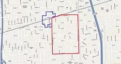 Location of Downtown Hinsdale Historic District within Hinsdale