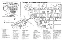 A map of the City of Fairmont Downtown Historic District showing contributing and non-contributing structures.