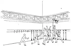 Image 1An illustration of a basketball game that accompanied Naismith's article from The Triangle in 1892 listing his 13 rules. (from History of basketball)