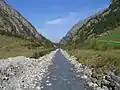 Dranse de Bagnes, a stream flowing from the Mauvoisin lake