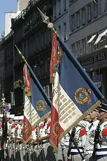 Current regimental flags of the 1st and 2nd Regiments of the Légion étrangère