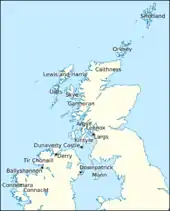 Map of Scotland and Ireland