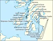 Map of northern Britain and Ireland