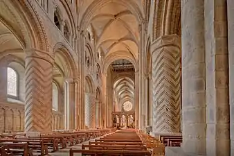 Interior of the Durham Cathedral, Durham, UK, unknown architect, 1093-1133