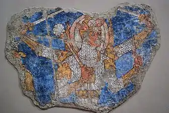 Multi-armed deity in armour: "A King of the Demons". Room 19/ Sector XXVI. 8th century CE.