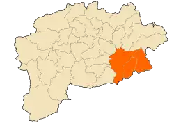 Map of Guelma Province highlighting the district