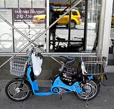 Delivery e-bike with license plate in Manhattan, New York City