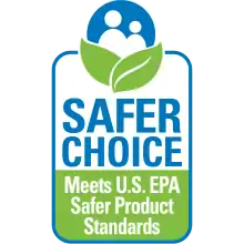 A label that reads: SAFER CHOICE, Meets U.S. EPA Safer Product Standards