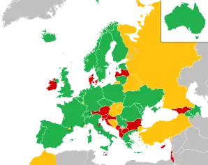 A coloured map of the countries of Europe