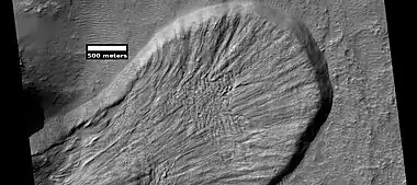 Landslide in a crater, as seen by HiRISE under HiWish program