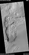 Wide view of dipping layers, upper plains unit, and brain terrain, as seen by HiRISE under HiWish program Parts of this picture are enlarged in other images.