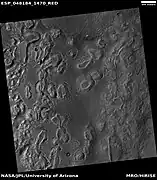 Wide view of mounds and brain terrain, as seen by HiRISE under HiWish program