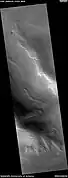 Glacier interacting with an obstacle, as seen by HiRISE under HiWish program