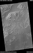 Wide view of layers and rough terrain in northwestern Schiaparelli crater (HiRISE)