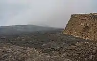 Dry lava field on the top