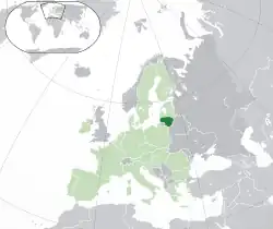 Map showing Lithuania in Europe