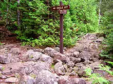 The rugged Eagle Mountain Trail at its junction with the trail to Brule Lake.