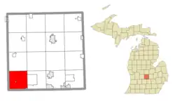 Location within Clinton County (red) and the administered village of Eagle (pink)