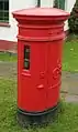 The Type F pillar at Ealing Village, London, showing a 1d B4 SVM incorporated into the design of the box.